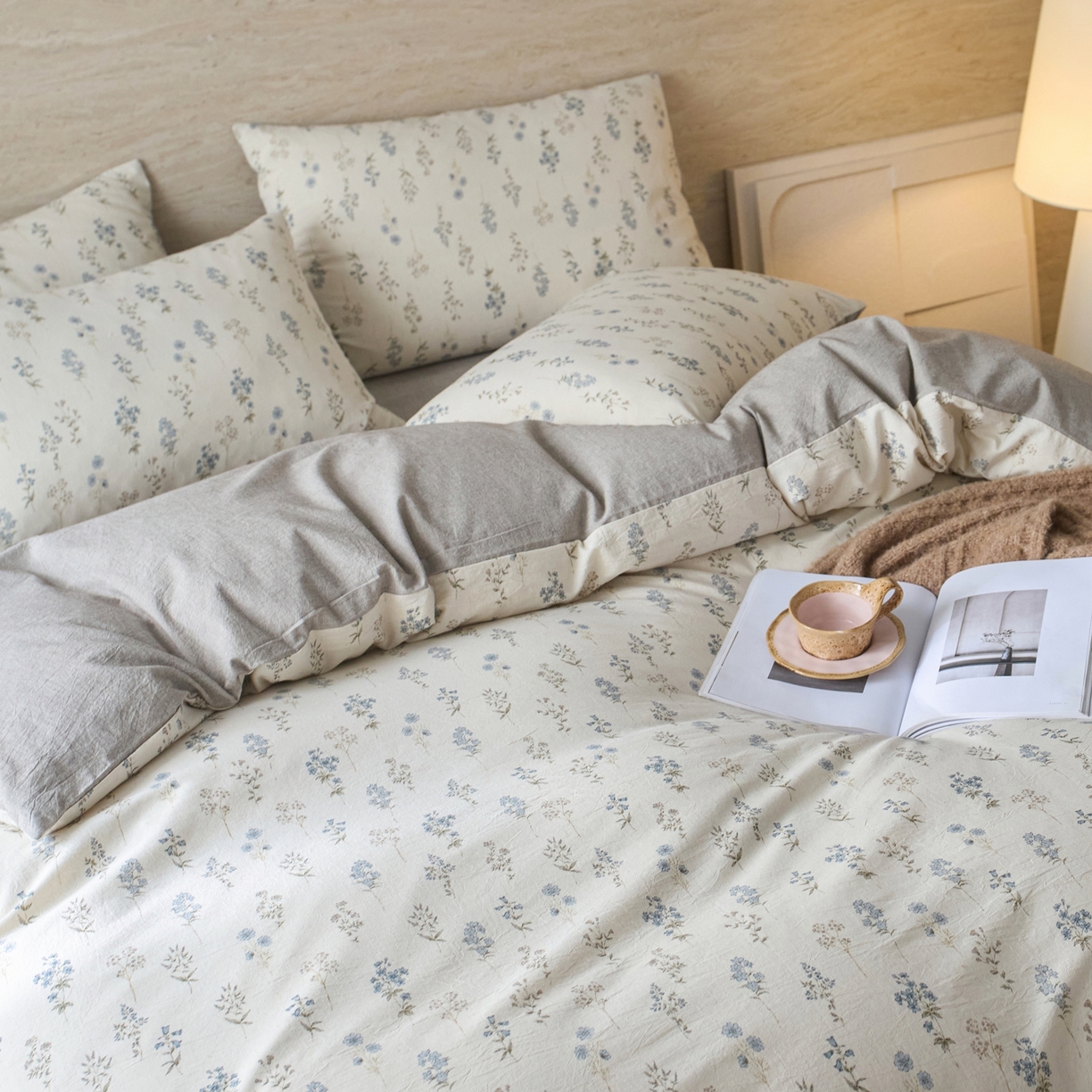 91家纺网 家纺一手货源 找家纺 亿梵家居 2026春夏新款A类棉麻印花四件套 空谷幽兰