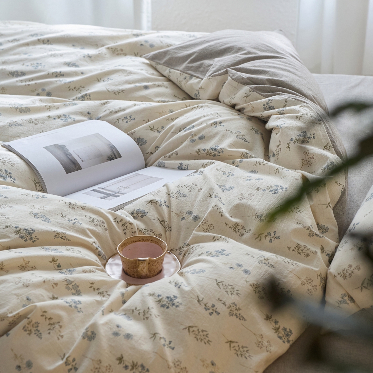 91家纺网 家纺一手货源 找家纺 亿梵家居 2026春夏新款A类棉麻印花四件套 空谷幽兰