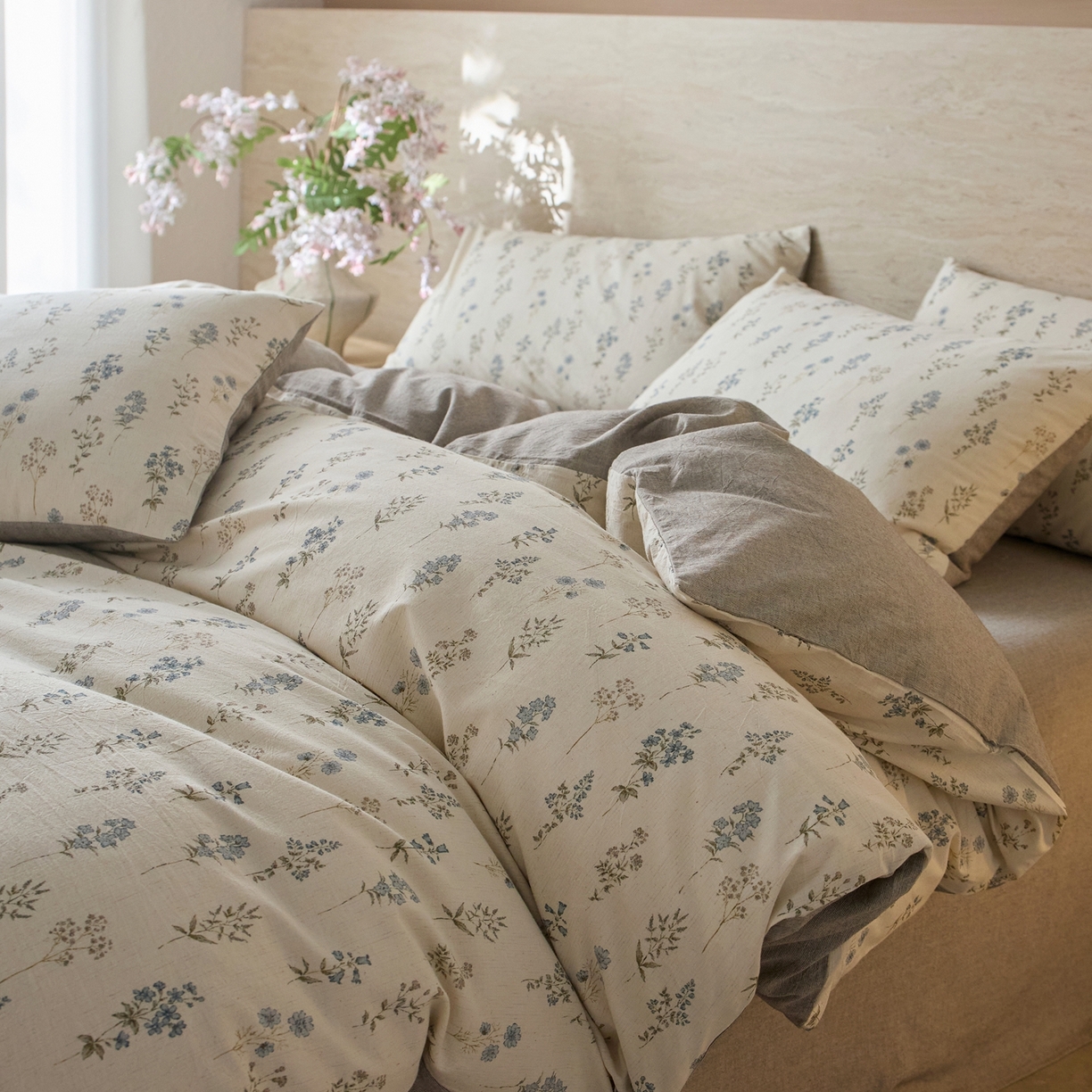 91家纺网 家纺一手货源 找家纺 亿梵家居 2026春夏新款A类棉麻印花四件套 空谷幽兰