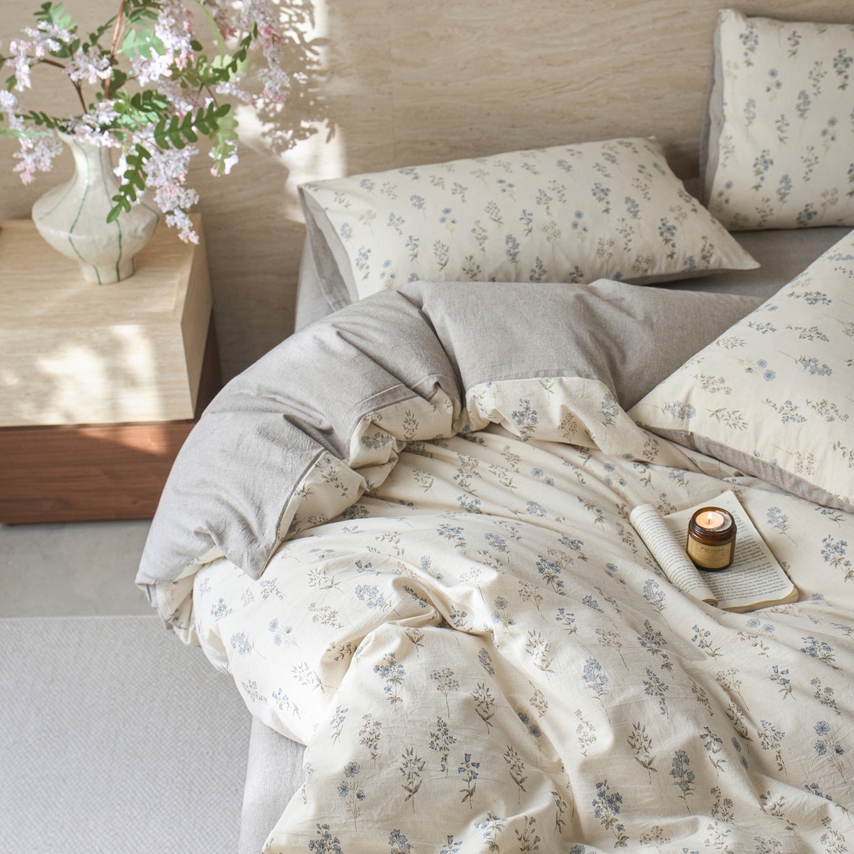 91家纺网 家纺一手货源 找家纺 亿梵家居 2026春夏新款A类棉麻印花四件套 空谷幽兰