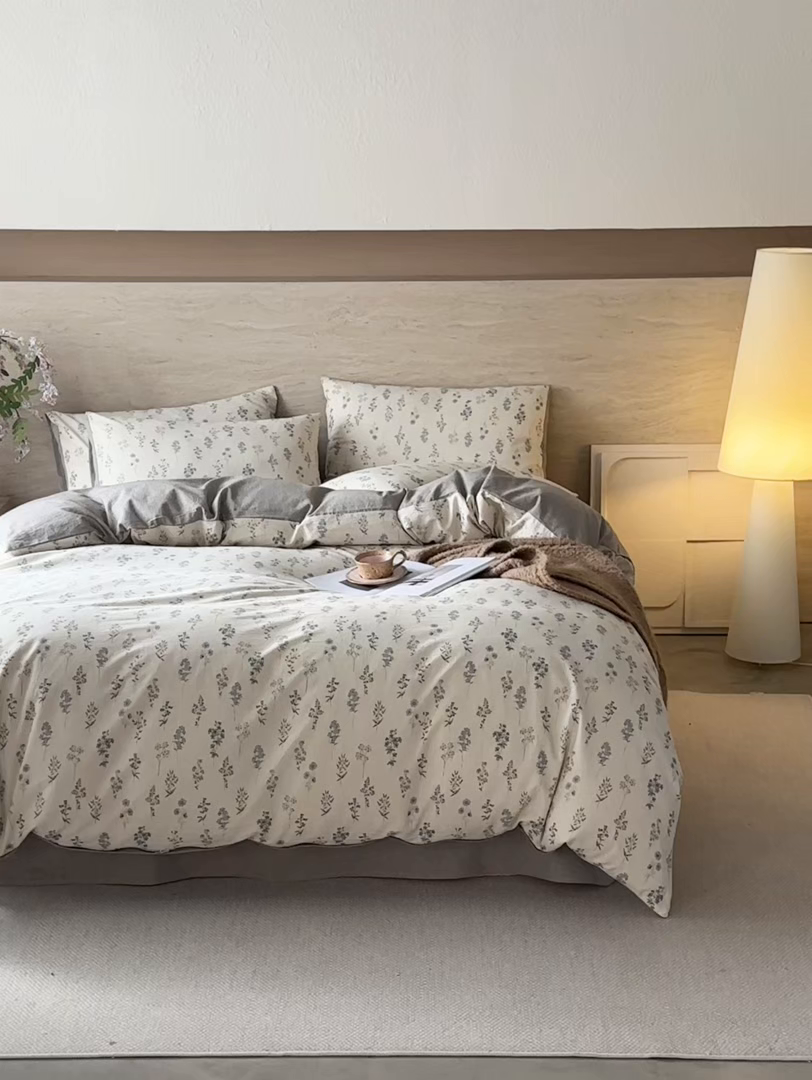 91家纺网 家纺一手货源 找家纺 亿梵家居 2026春夏新款A类棉麻印花四件套 空谷幽兰