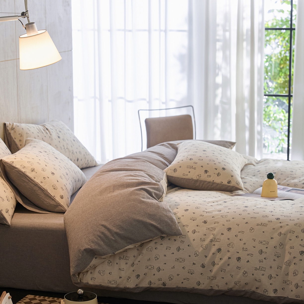 91家纺网 家纺一手货源 找家纺 亿梵家居 2026春夏新款A类棉麻印花四件套 奇妙森林