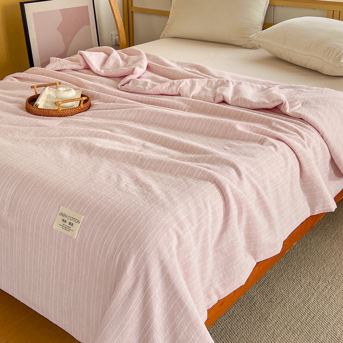 91家纺网 家纺一手货源 找家纺 （总）库里梦家纺 2026春夏新款色织提花棉麻夏被夏凉被空调被四件套