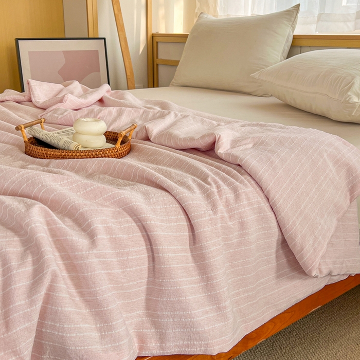 91家纺网 家纺一手货源 找家纺 （总）库里梦家纺 2026春夏新款色织提花棉麻夏被夏凉被空调被四件套