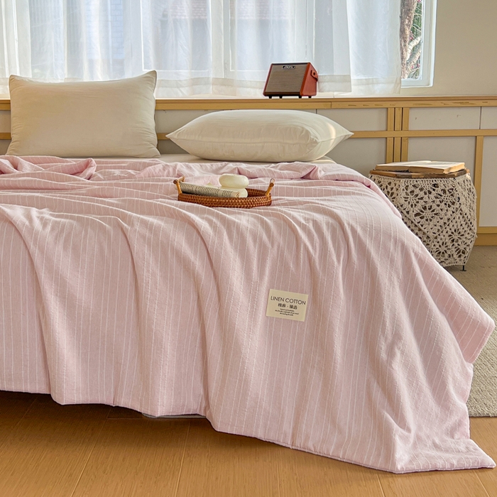 91家纺网 家纺一手货源 找家纺 （总）库里梦家纺 2026春夏新款色织提花棉麻夏被夏凉被空调被四件套