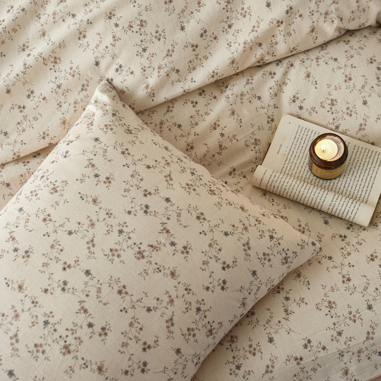 91家纺网 家纺一手货源 找家纺 亿梵家居 2026春夏新款A类棉麻印花四件套 浅夏微风