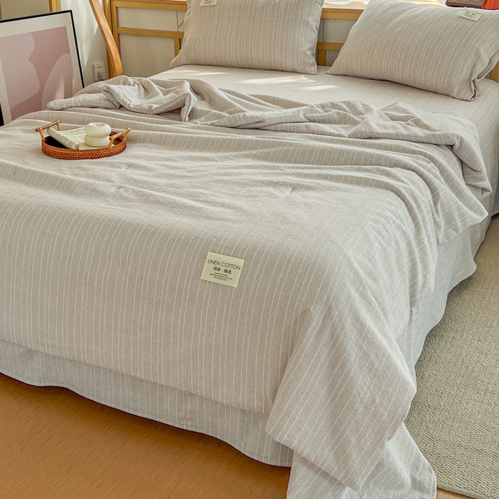 91家纺网 家纺一手货源 找家纺 （总）库里梦家纺 2026春夏新款色织提花棉麻夏被夏凉被空调被四件套