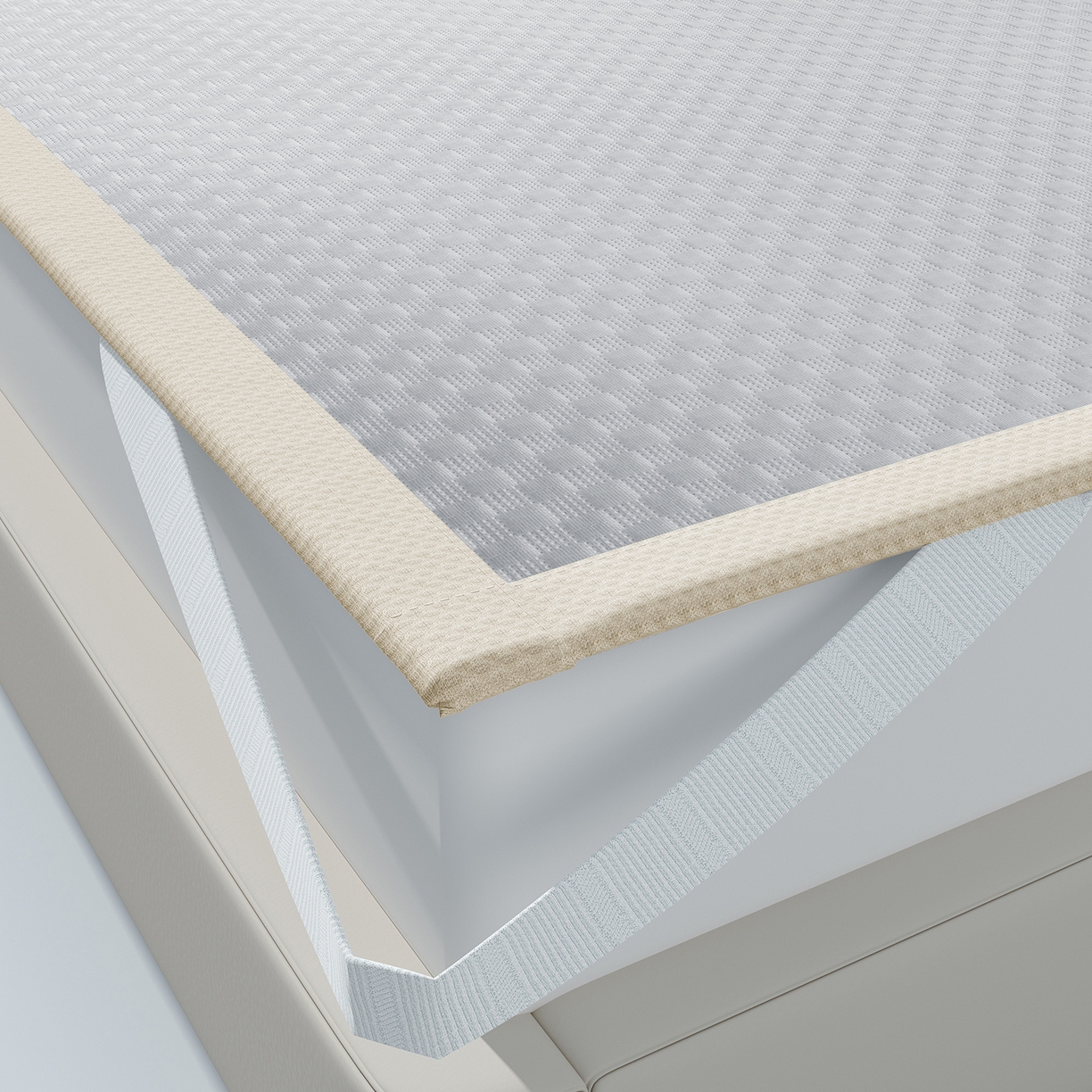 91家纺网 家纺一手货源 找家纺 曼陀罗 2026新款海洋丝凉感冰咖方格凉席-平铺款 冰川灰