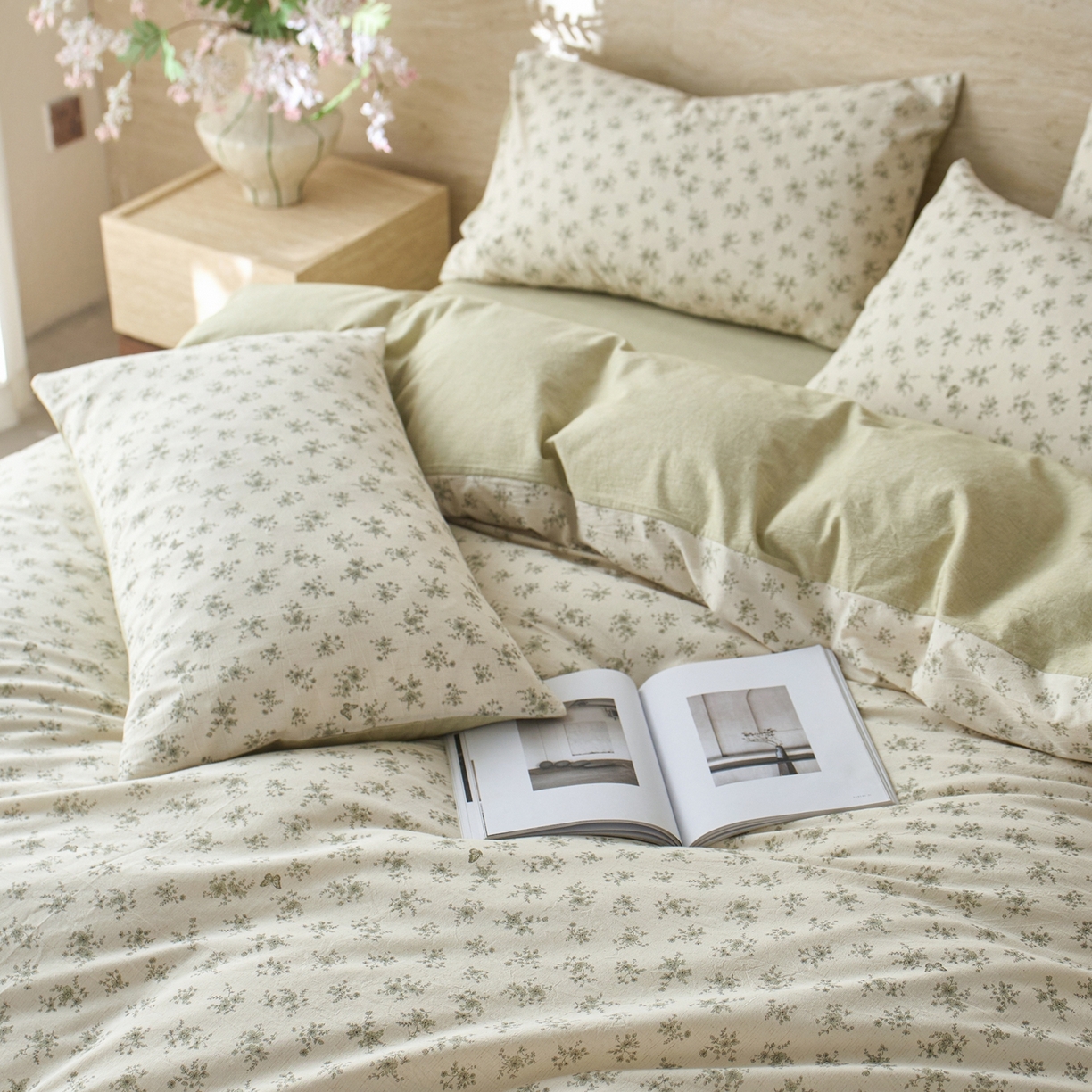 91家纺网 家纺一手货源 找家纺 亿梵家居 2026春夏新款A类棉麻印花四件套 清风蝶语