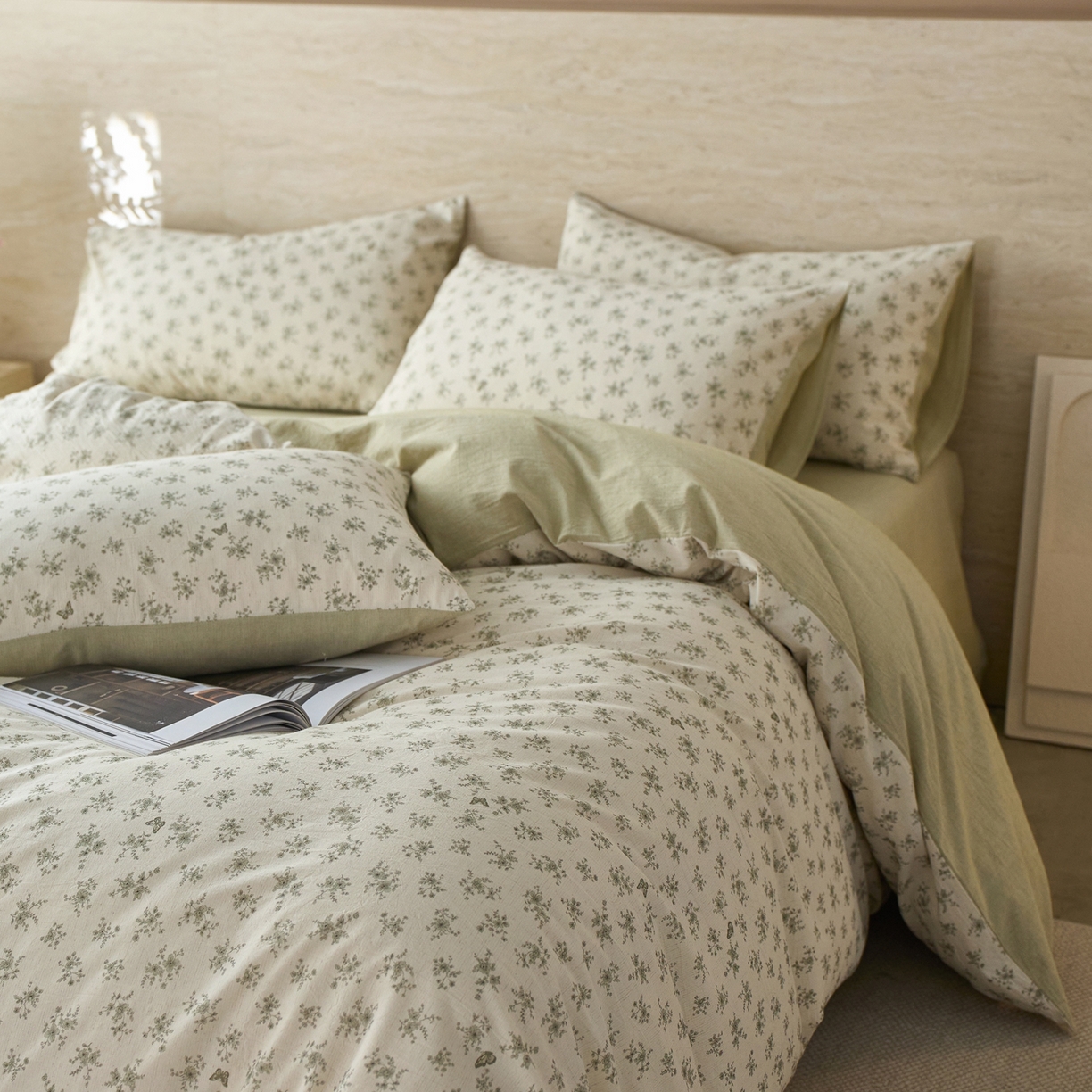 91家纺网 家纺一手货源 找家纺 亿梵家居 2026春夏新款A类棉麻印花四件套 清风蝶语