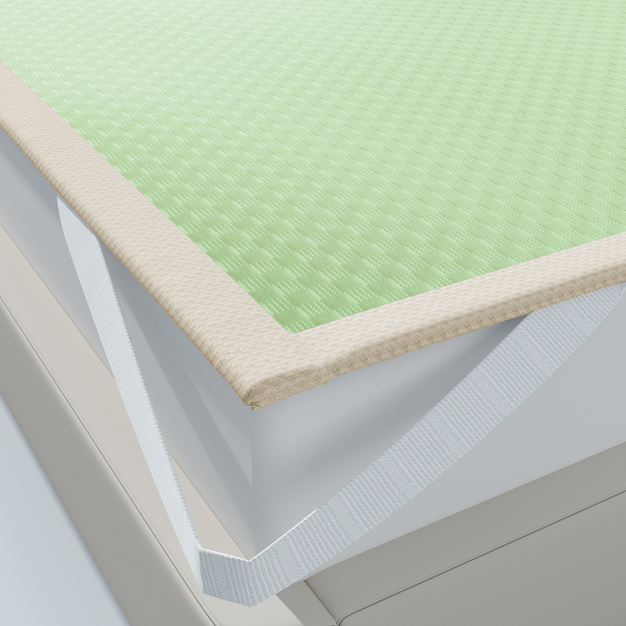 91家纺网 家纺一手货源 找家纺 曼陀罗 2026新款海洋丝凉感冰咖方格凉席-平铺款 草原绿