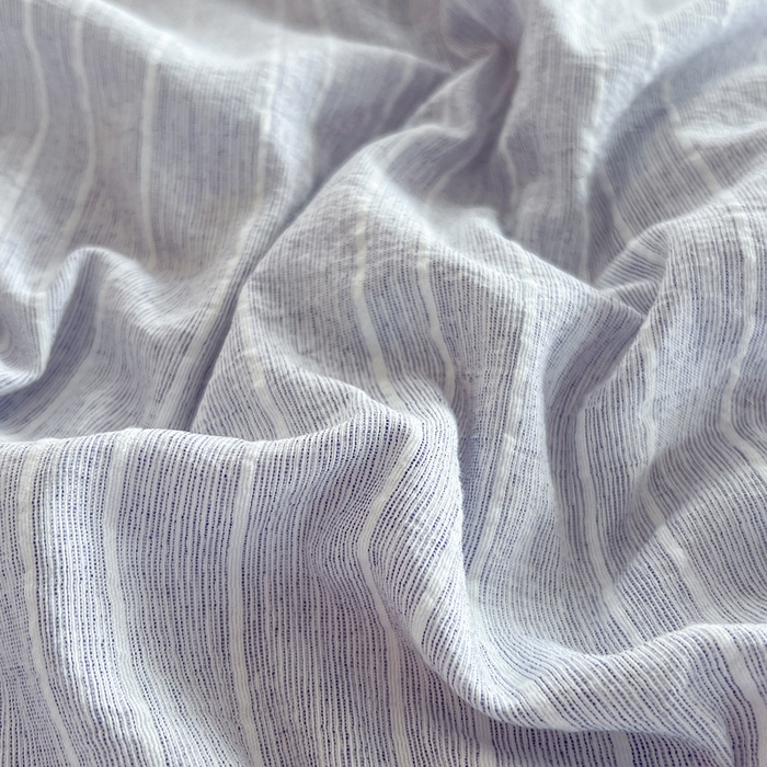 91家纺网 家纺一手货源 找家纺 库里梦家纺 2026春夏新款色织提花棉麻夏被夏凉被空调被四件套 贴标款条纹-蓝