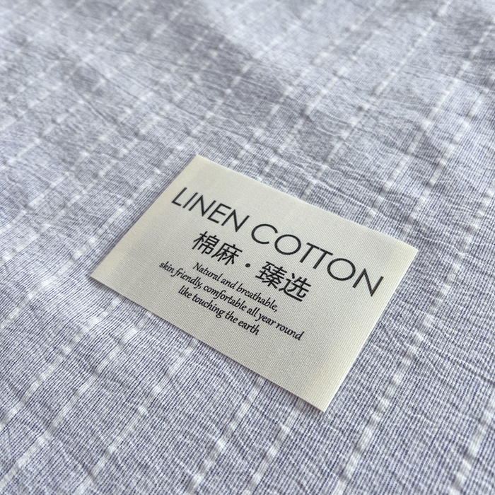 91家纺网 家纺一手货源 找家纺 库里梦家纺 2026春夏新款色织提花棉麻夏被夏凉被空调被四件套 贴标款条纹-蓝