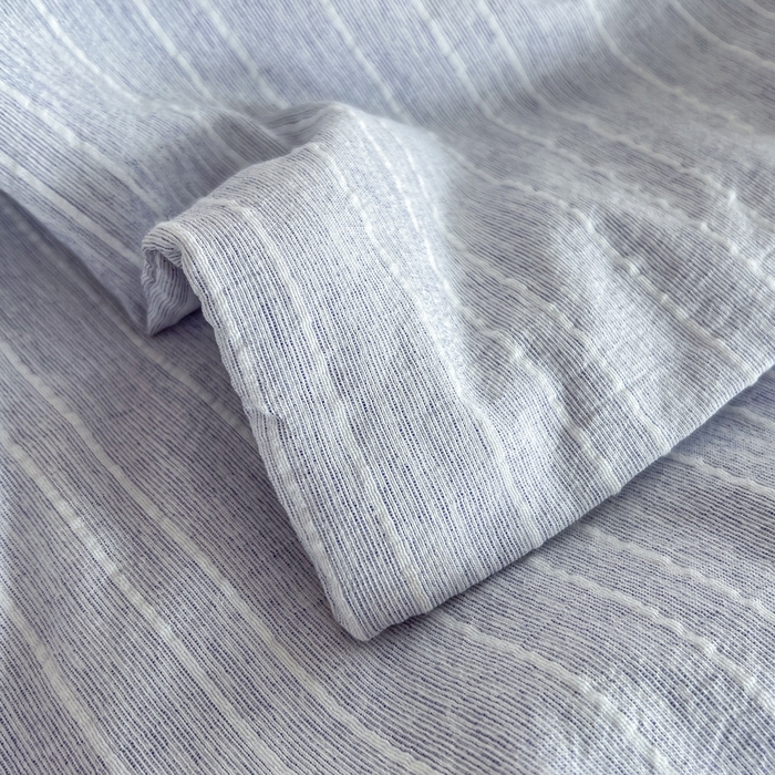 91家纺网 家纺一手货源 找家纺 库里梦家纺 2026春夏新款色织提花棉麻夏被夏凉被空调被四件套 贴标款条纹-蓝