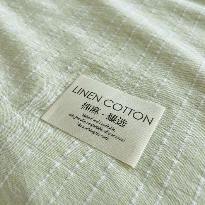 91家纺网 家纺一手货源 找家纺 库里梦家纺 2026春夏新款色织提花棉麻夏被夏凉被空调被四件套 贴标款条纹-绿