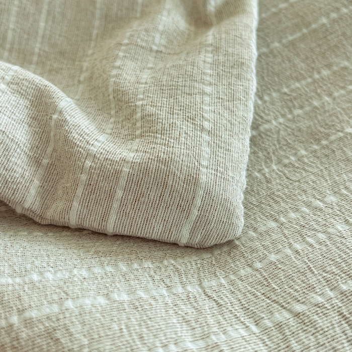 91家纺网 家纺一手货源 找家纺 库里梦家纺 2026春夏新款色织提花棉麻夏被夏凉被空调被四件套 贴标款条纹-香槟
