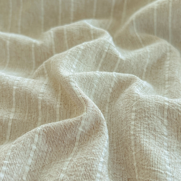 91家纺网 家纺一手货源 找家纺 库里梦家纺 2026春夏新款色织提花棉麻夏被夏凉被空调被四件套 贴标款条纹-香槟