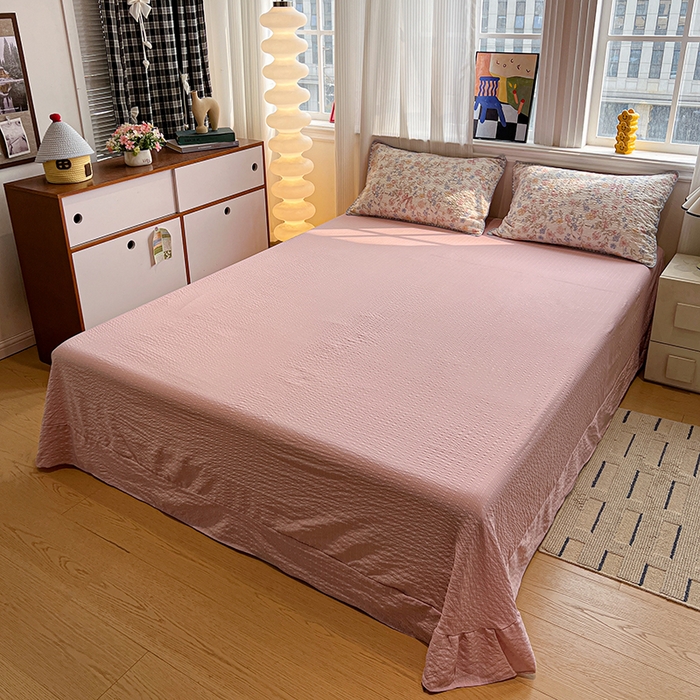 91家纺网 家纺一手货源 找家纺 一比一家纺 2026春夏新款三角针泡芙纱夏被夏凉被空调被四件套 三角针夏被-诗意柔