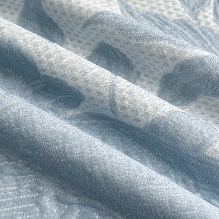 91家纺网 家纺一手货源 找家纺 诺梵家纺 2026新款冰豆豆PE高分子凉感印花床裙款凉席三件套【控价1.5米139 ；1.8米149；2.0米159】 小蛮腰-蓝