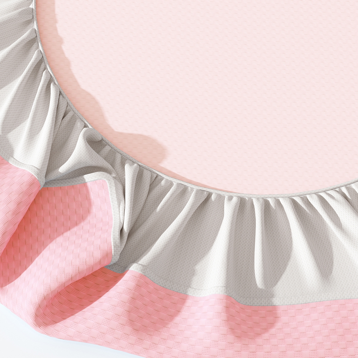 91家纺网 家纺一手货源 找家纺 曼陀罗 2026新款海洋丝凉感冰咖方格凉席-床笠款 粉黛玉