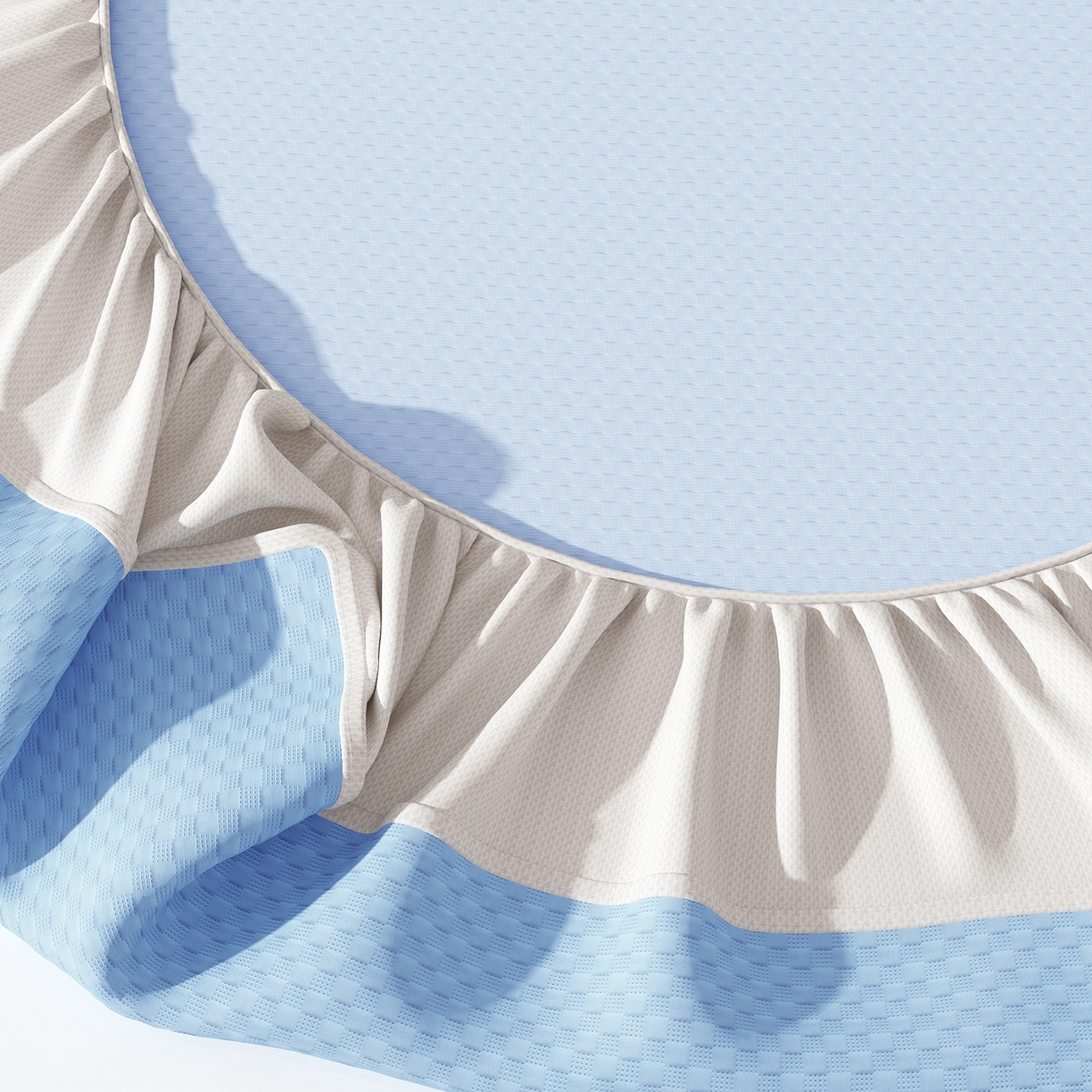 91家纺网 家纺一手货源 找家纺 曼陀罗 2026新款海洋丝凉感冰咖方格凉席-床笠款 海之蓝