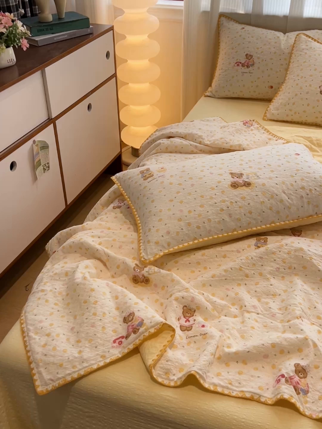 91家纺网 家纺一手货源 找家纺 一比一家纺 2026春夏新款三角针泡芙纱夏被夏凉被空调被四件套 三角针夏被-棕熊宝贝