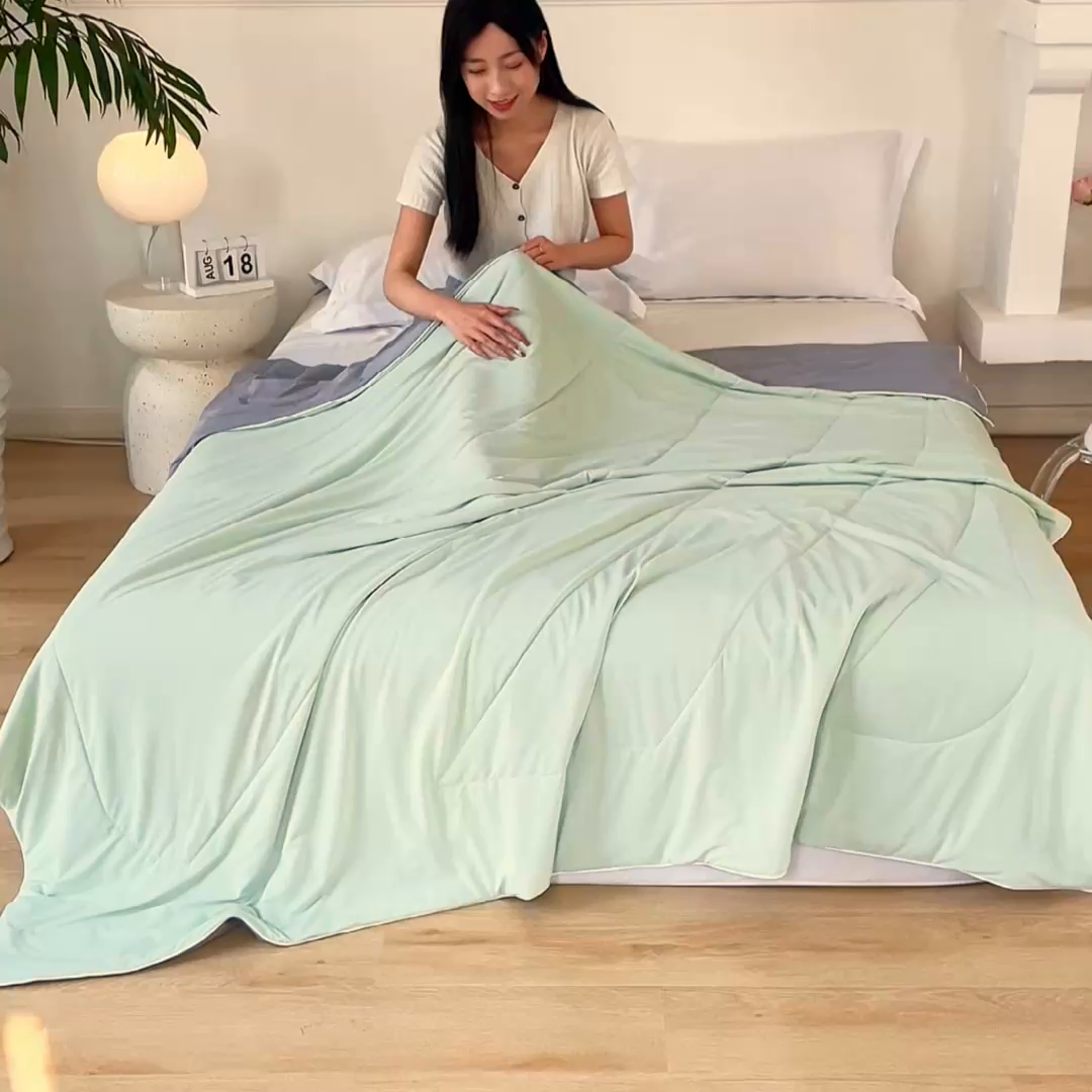91家纺网 家纺一手货源 找家纺 （总）库里梦家纺 2026新款A类母婴级冰肤凉感夏被锦氨双面凉皮皮夏凉被