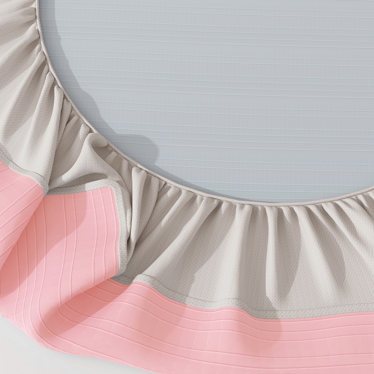 91家纺网 家纺一手货源 找家纺 曼陀罗 2026新款凉感海洋丝冰咖条纹凉席-床笠款 粉黛玉