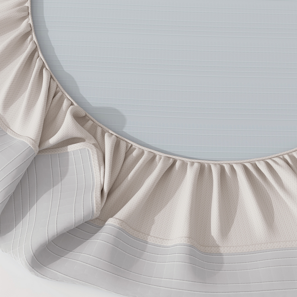 91家纺网 家纺一手货源 找家纺 曼陀罗 2026新款凉感海洋丝冰咖条纹凉席-床笠款 冰川灰