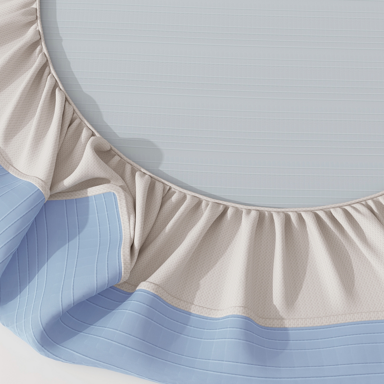 91家纺网 家纺一手货源 找家纺 曼陀罗 2026新款凉感海洋丝冰咖条纹凉席-床笠款 海之蓝