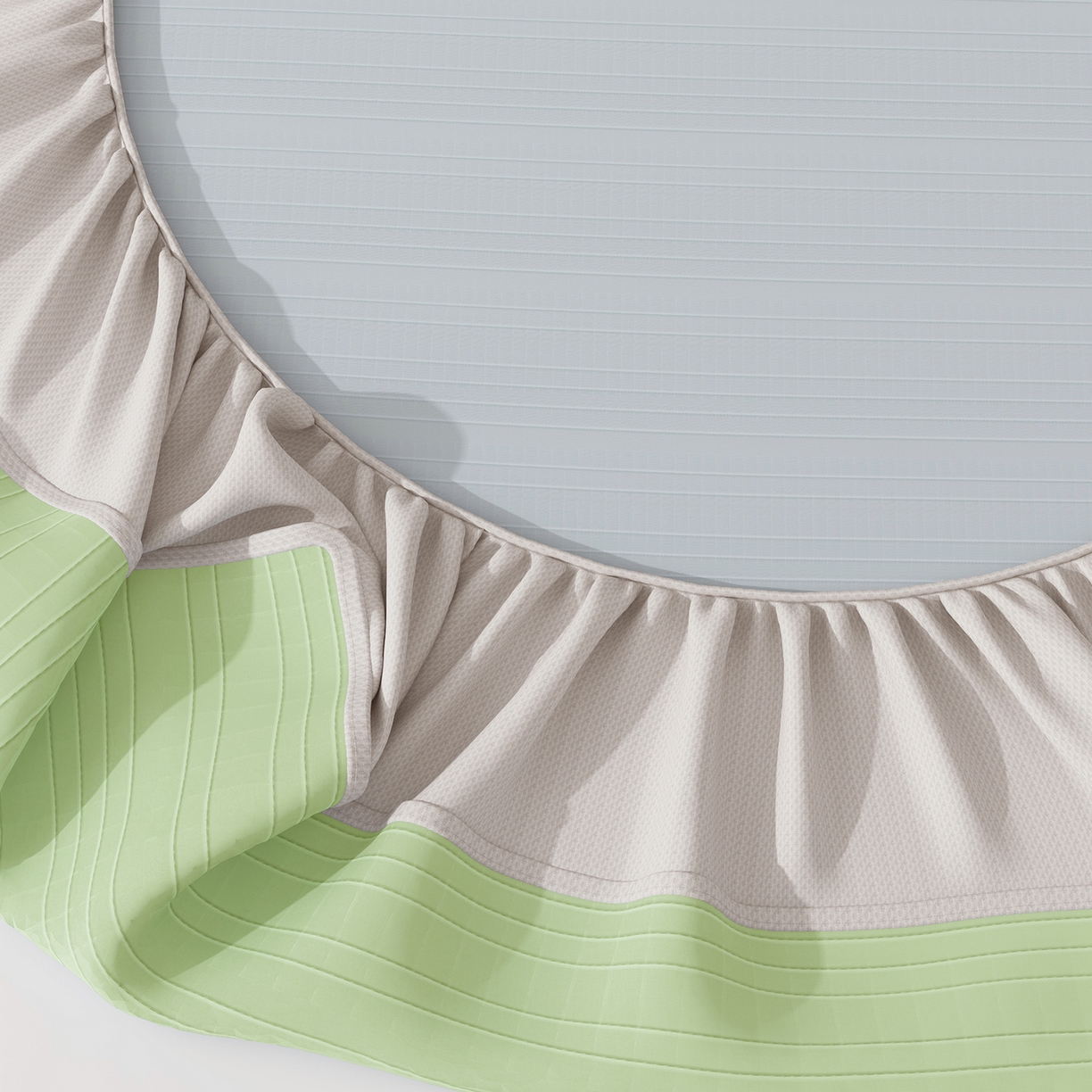 91家纺网 家纺一手货源 找家纺 曼陀罗 2026新款凉感海洋丝冰咖条纹凉席-床笠款 草原绿