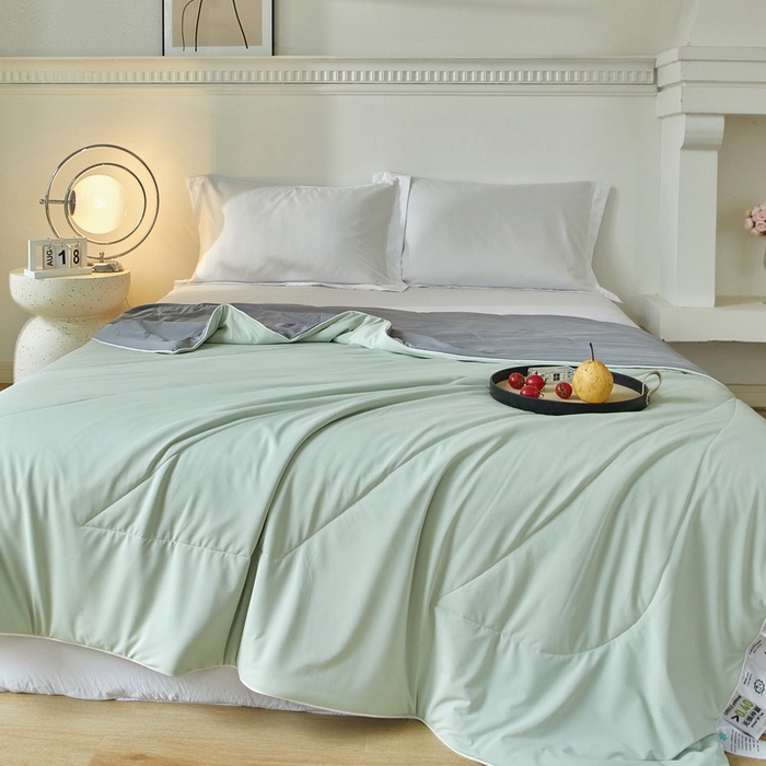 91家纺网 家纺一手货源 找家纺 库里梦家纺 2026新款A类母婴级冰肤凉感夏被锦氨双面凉皮皮夏凉被 凉皮皮-青灰