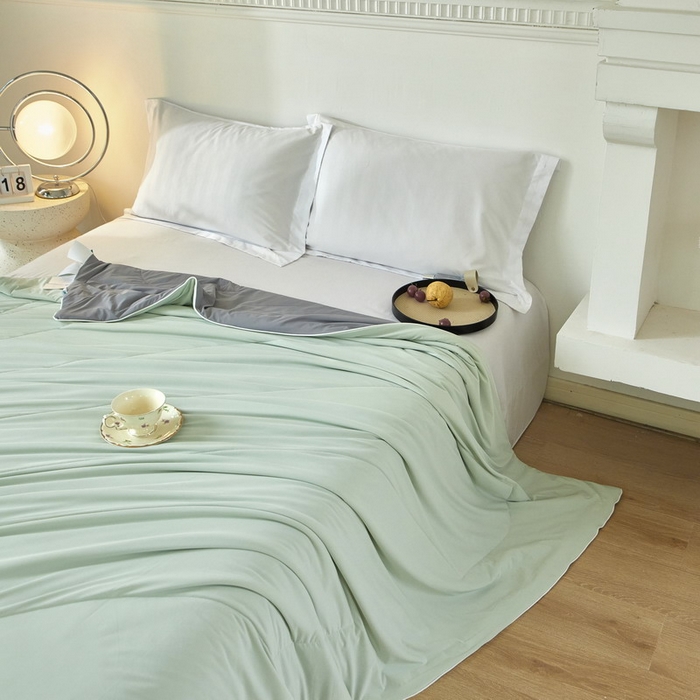 91家纺网 家纺一手货源 找家纺 库里梦家纺 2026新款A类母婴级冰肤凉感夏被锦氨双面凉皮皮夏凉被 凉皮皮-青灰