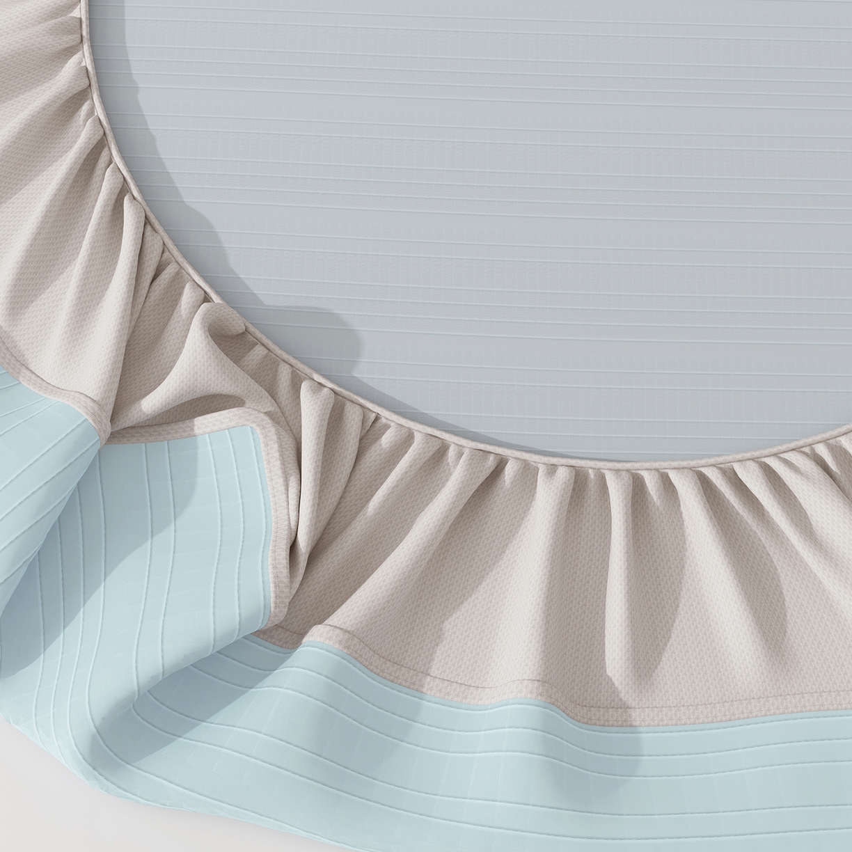 91家纺网 家纺一手货源 找家纺 曼陀罗 2026新款凉感海洋丝冰咖条纹凉席-床笠款 天之蓝