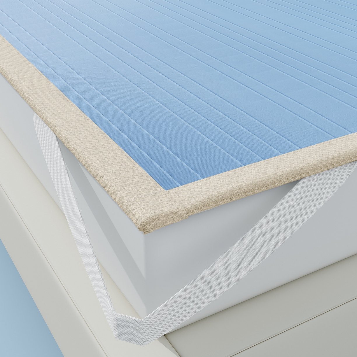 91家纺网 家纺一手货源 找家纺 曼陀罗 2026新款凉感海洋丝冰咖条纹凉席-平铺款 海之蓝