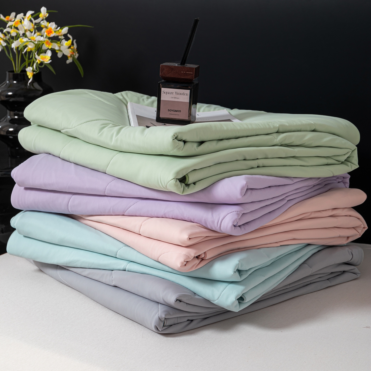 91家纺网 家纺一手货源 找家纺 CINNY馨宜 2026春夏新款瓜瓜锦氨凉感夏被夏凉被空调被 组合