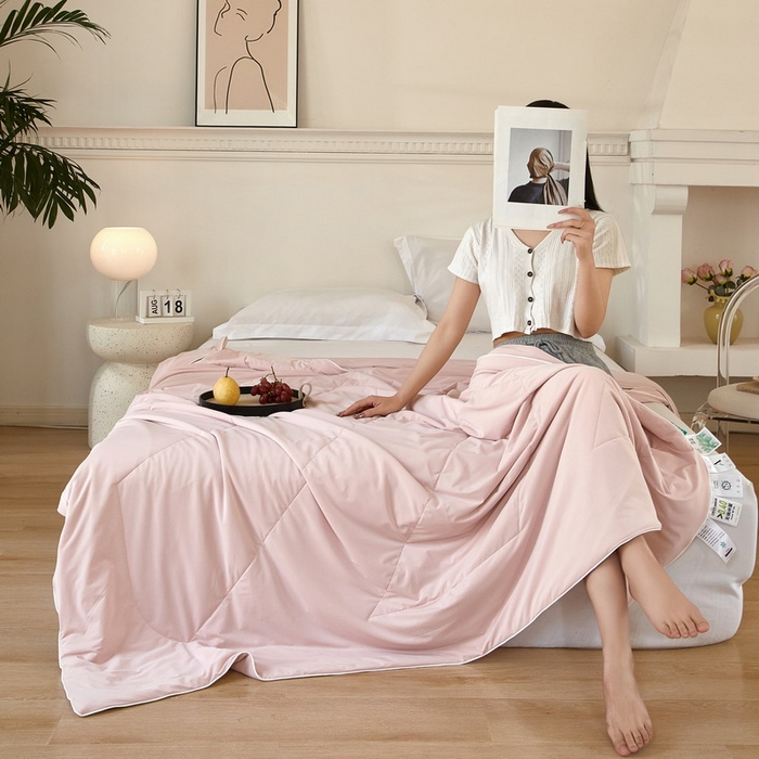 库里梦家纺 2026新款A类母婴级冰肤凉感夏被锦氨双面凉皮皮夏凉被 凉皮皮-粉
