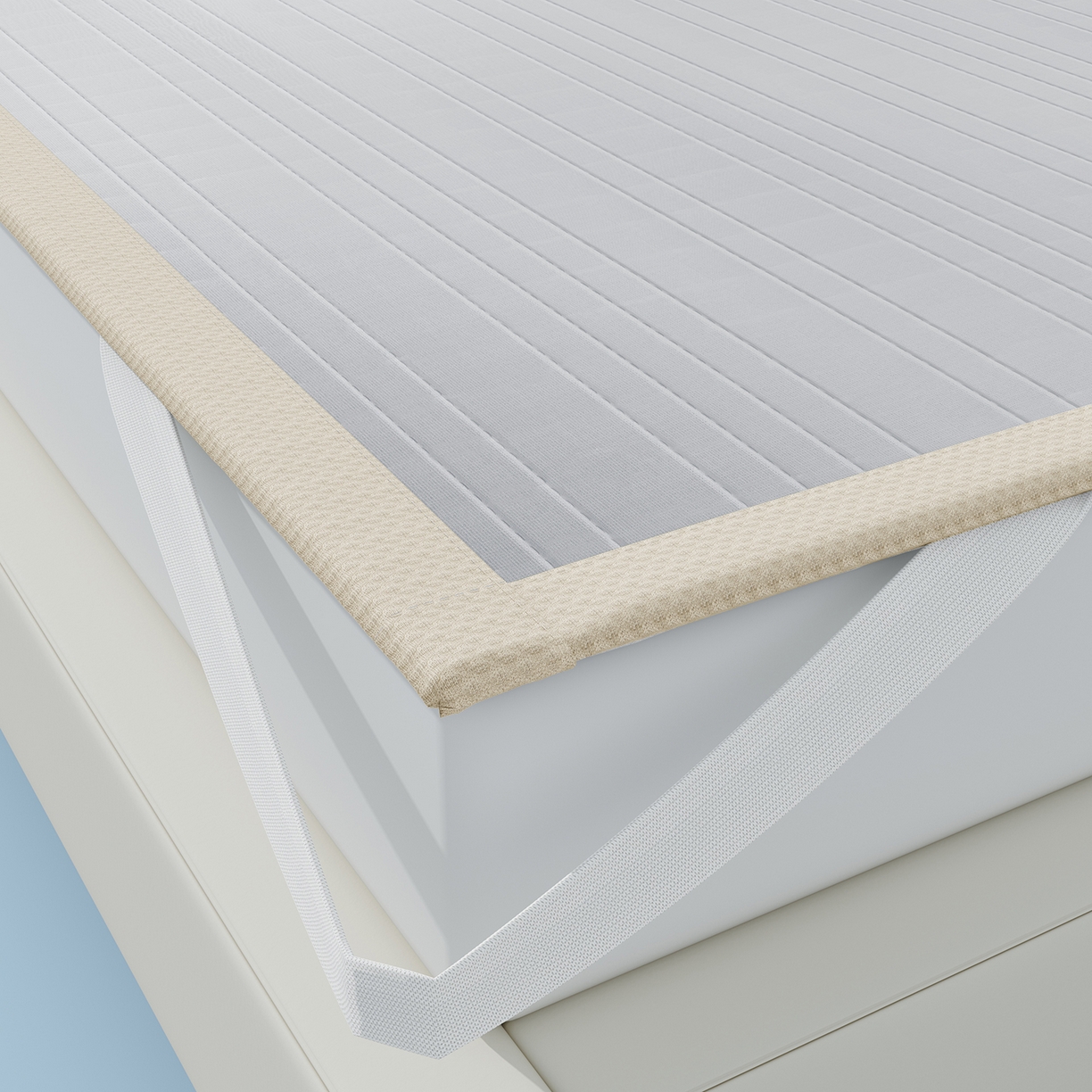 91家纺网 家纺一手货源 找家纺 曼陀罗 2026新款凉感海洋丝冰咖条纹凉席-平铺款 冰川灰