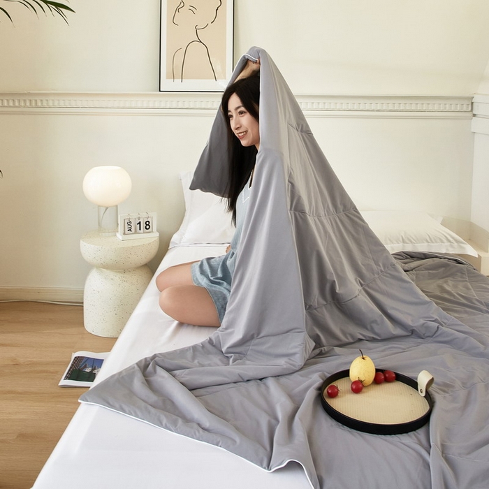 91家纺网 家纺一手货源 找家纺 库里梦家纺 2026新款A类母婴级冰肤凉感夏被锦氨双面凉皮皮夏凉被 凉皮皮-灰