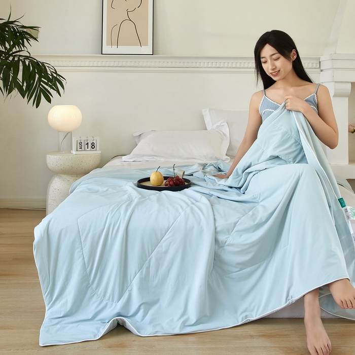 库里梦家纺 2026新款A类母婴级冰肤凉感夏被锦氨双面凉皮皮夏凉被 凉皮皮-蓝