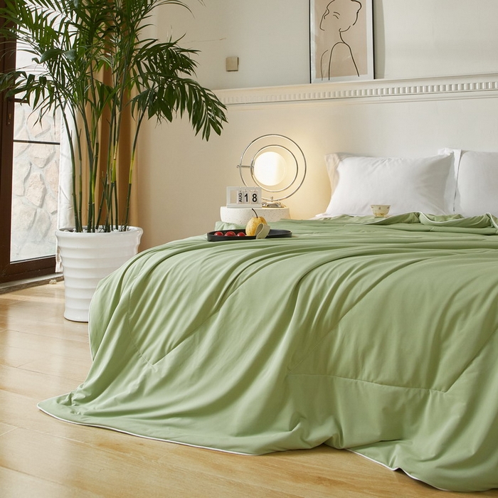 91家纺网 家纺一手货源 找家纺 库里梦家纺 2026新款A类母婴级冰肤凉感夏被锦氨双面凉皮皮夏凉被 凉皮皮-绿