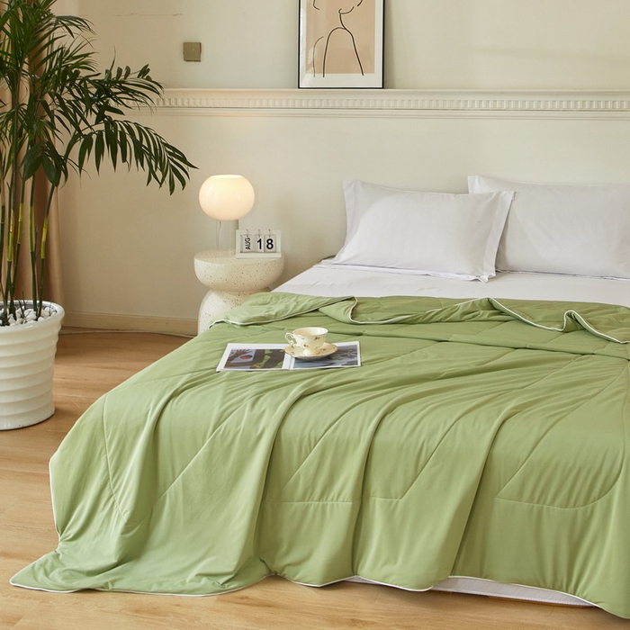 91家纺网 家纺一手货源 找家纺 库里梦家纺 2026新款A类母婴级冰肤凉感夏被锦氨双面凉皮皮夏凉被 凉皮皮-绿