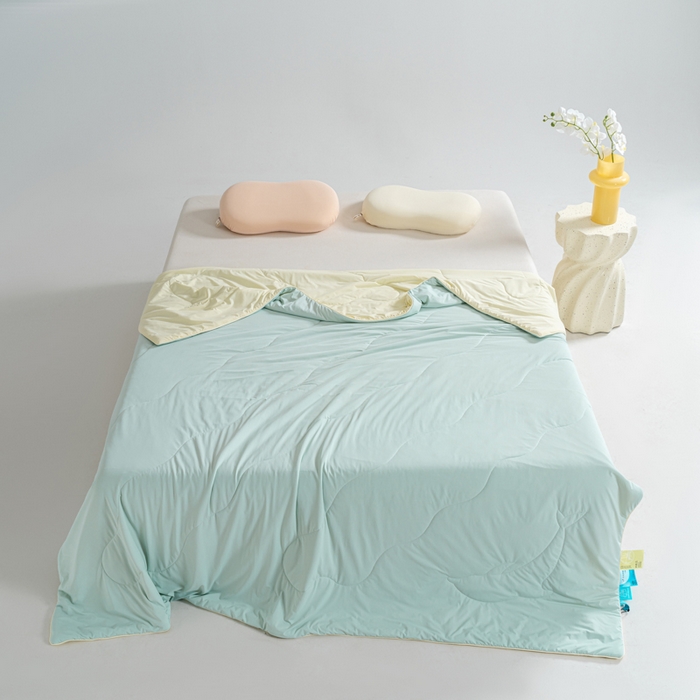 91家纺网 家纺一手货源 找家纺 CINNY馨宜 2026新款A类180g高克重锦氨凉感 冷布丁凉感防蚊即刻凉感夏被 凉感蓝