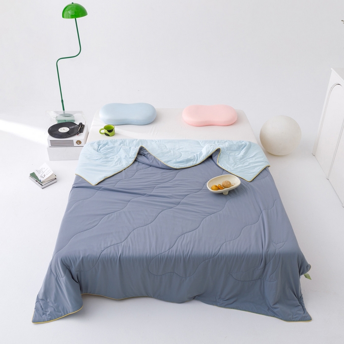 91家纺网 家纺一手货源 找家纺 CINNY馨宜 2026新款A类180g高克重锦氨凉感 冷布丁凉感防蚊即刻凉感夏被 绅士蓝