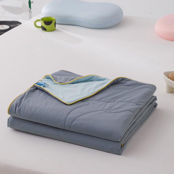 91家纺网 家纺一手货源 找家纺 CINNY馨宜 2026新款A类180g高克重锦氨凉感 冷布丁凉感防蚊即刻凉感夏被 绅士蓝