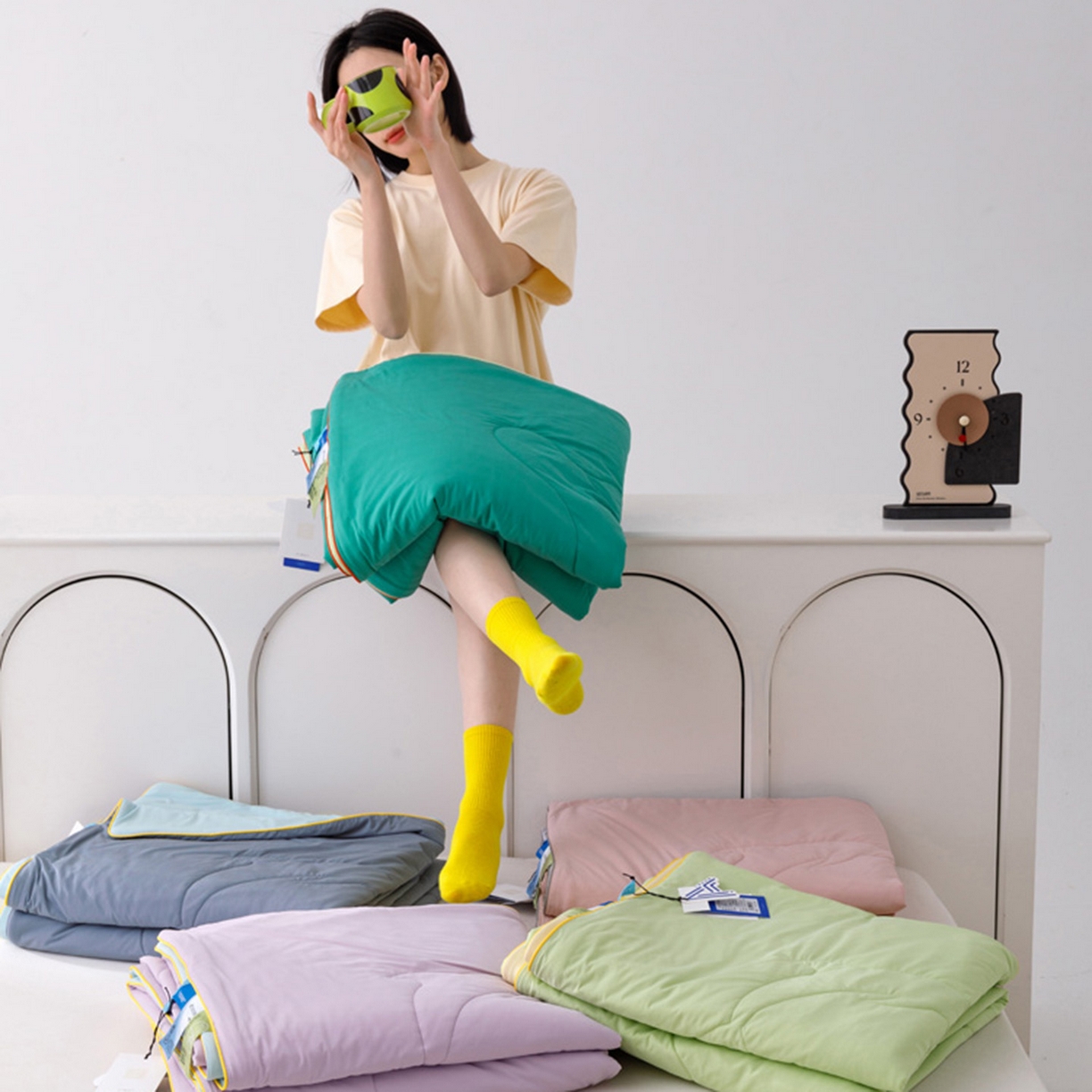 91家纺网 家纺一手货源 找家纺 CINNY馨宜 2026新款A类180g高克重锦氨凉感 冷布丁凉感防蚊即刻凉感夏被 组合图