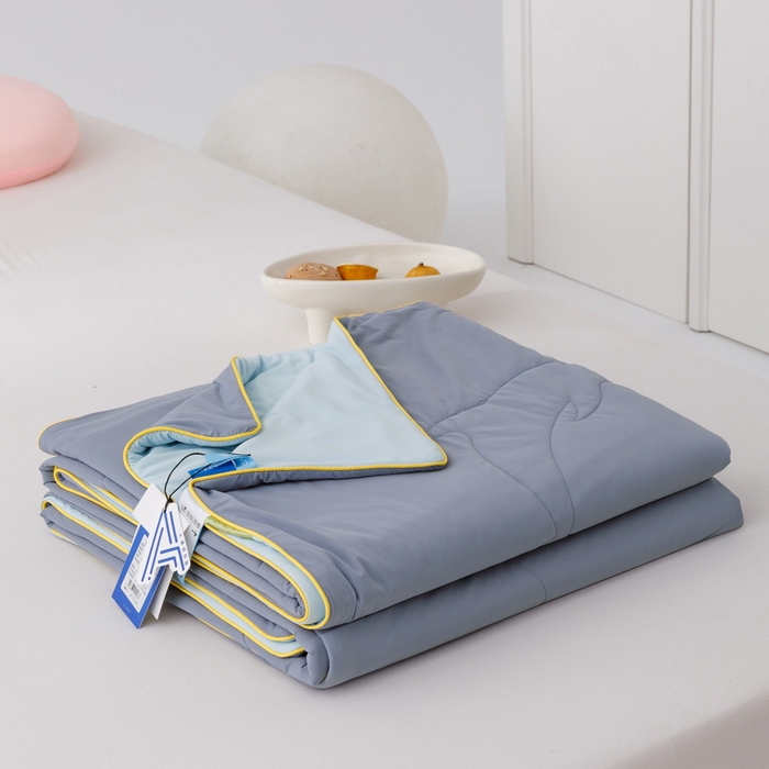 91家纺网 家纺一手货源 找家纺 CINNY馨宜 2026新款A类180g高克重锦氨凉感 冷布丁凉感防蚊即刻凉感夏被 绅士蓝