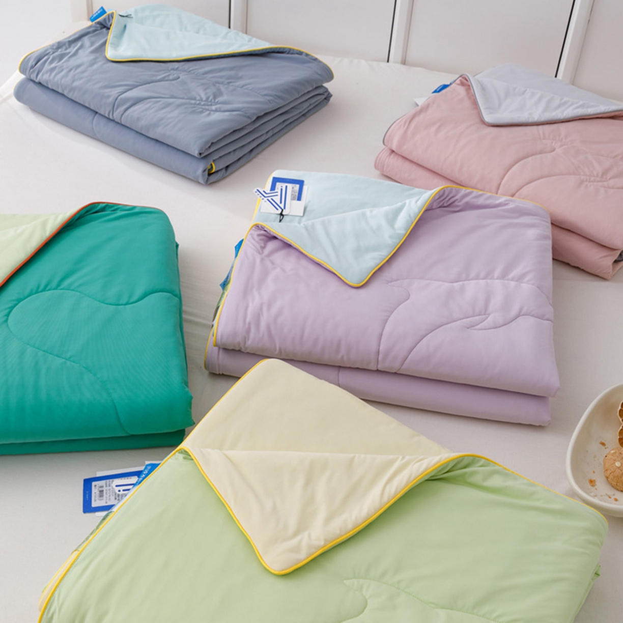 91家纺网 家纺一手货源 找家纺 CINNY馨宜 2026新款A类180g高克重锦氨凉感 冷布丁凉感防蚊即刻凉感夏被 组合图