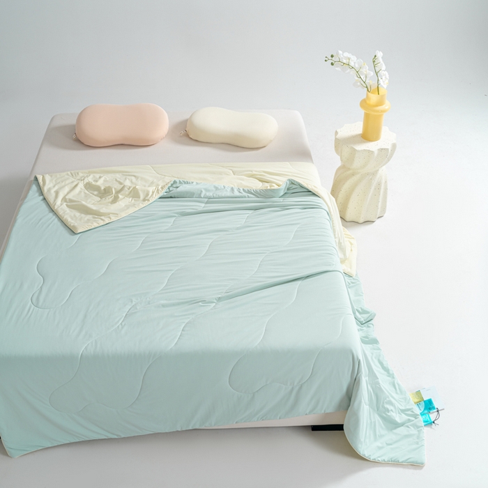 91家纺网 家纺一手货源 找家纺 CINNY馨宜 2026新款A类180g高克重锦氨凉感 冷布丁凉感防蚊即刻凉感夏被 凉感蓝