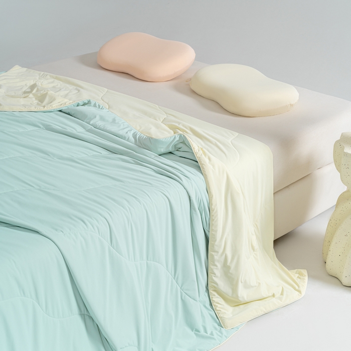 91家纺网 家纺一手货源 找家纺 CINNY馨宜 2026新款A类180g高克重锦氨凉感 冷布丁凉感防蚊即刻凉感夏被 凉感蓝